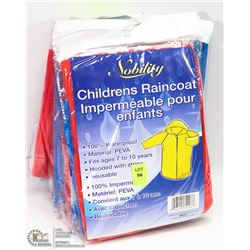 GROUP OF 8 CHILDRENS RAIN COATS
