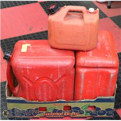 FLAT WITH 3 LARGE AND ONE SMALL GAS CONTAINERS.