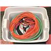 Image 1 : TUB OF ELECTRICAL EXTENSION CORDS & WATER HOSE.