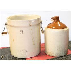5 GALLON CROCK WITH LARGE JUG