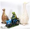 Image 1 : TURTLE ON SOLAR TRACTOR, CERAMIC 16" GOOSE & 13"
