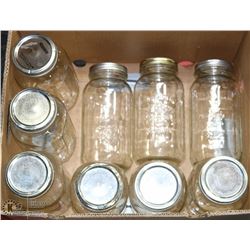 9 LARGE CANNING JARS BERNARDIN MASON.