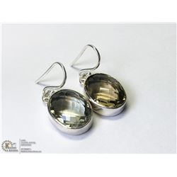 2) STERLING SILVER GREEN AMETHYST EARRINGS