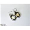 Image 2 : 2) STERLING SILVER GREEN AMETHYST EARRINGS
