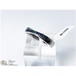 9) STERLING SILVER BLUE DIAMOND RING