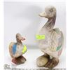 Image 1 : 2 HEAVY WOOD DUCK YARD ORNAMENTS - 20"H & 10"H