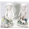 Image 1 : BOY AND GIRL RESIN GARDEN STATUES - BOTH 15"H