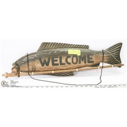 LARGE WOOD FISH WELCOME SIGN - GREAT FOR THE