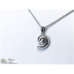 13) ST. SILVER SEASHELL DIAMOND "FIRST" NECKLACE