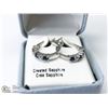 Image 2 : 15) STERLING SILVER SAPPHIRE HOOP EARRINGS