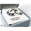 Image 3 : 15) STERLING SILVER SAPPHIRE HOOP EARRINGS