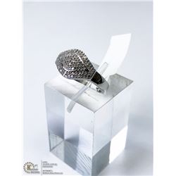 19) STERLING SILVER NATURAL DIAMOND RING