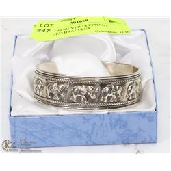 STERLING SILVER ELEPHANT ADORNED BRACELET