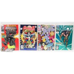 LOT OF 4 FOIL COVERED COMIC BOOKS INCL IRON MAN,