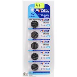 PACK OF 5 NEW PKCELL LITHIUM CR2032 3V BATTERIES
