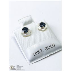 24) 10KT GOLD SAPPHIRE MOTHER OF PEARL EARRINGS