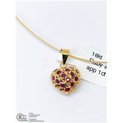 30) 18KT GOLD SAPPHIRES & RUBIES PENDANT NECKLACE