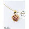 Image 2 : 30) 18KT GOLD SAPPHIRES & RUBIES PENDANT NECKLACE