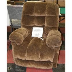 BROWN FABRIC RECLINING 35" SOFA CHAIR