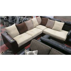 NEW BROWN LEATHERETTE AND MULTI COLOR MICROFIBRE