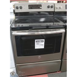 GE SLATE GREY 30" 4 BURNER STOVE, SELF CLEAN