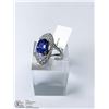 Image 1 : 32) 14KT W. GOLD TANZANITE & CUBIC CRYSTAL RING