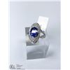 Image 2 : 32) 14KT W. GOLD TANZANITE & CUBIC CRYSTAL RING