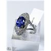 Image 3 : 32) 14KT W. GOLD TANZANITE & CUBIC CRYSTAL RING