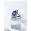 Image 4 : 32) 14KT W. GOLD TANZANITE & CUBIC CRYSTAL RING