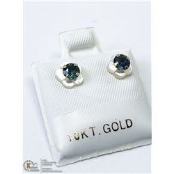 35) 10KT GOLD SAPPHIRE MOTHER OF PEARL EARRINGS