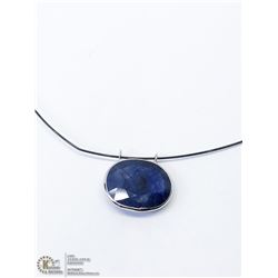 36) 14KT WHITE GOLD ENHANCED SAPPHIRE NECKLACE