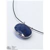 Image 2 : 36) 14KT WHITE GOLD ENHANCED SAPPHIRE NECKLACE