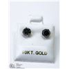 Image 1 : 38) 10KT GOLD BLACK DIAMOND EARRINGS