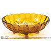 Image 1 : LARGE VINTAGE AMBER GLASS 4 FOOTED FRUIT BOWL -