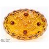 Image 2 : LARGE VINTAGE AMBER GLASS 4 FOOTED FRUIT BOWL -