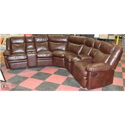 NEW QUENTON BROWN LEATHERETTE DOUBLE CONSOLE