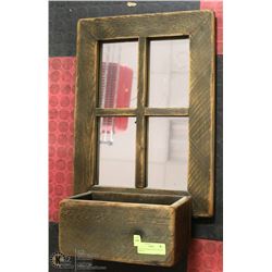 ANTIQUE PLANTER WITH FRAMED MIRROR