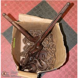 25' LOGGING CHAIN & 2 BOOMERS