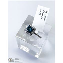 41) 14KT WHITE GOLD BLUE & WHITE DIAMONDS RING