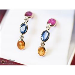 42) 14KT GOLD SAPPHIRE & DIAMOND EARRINGS