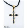 Image 1 : 44) 18KT GOLD SAPPHIRE PENDANT NECKLACE