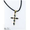 Image 2 : 44) 18KT GOLD SAPPHIRE PENDANT NECKLACE