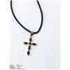 Image 3 : 44) 18KT GOLD SAPPHIRE PENDANT NECKLACE