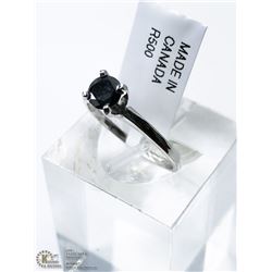 46) 10KT WHITE GOLD BLACK DIAMOND RING