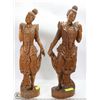 Image 1 : PAIR OF WOOD CARVED CHINESE LADY ORNAMENTS