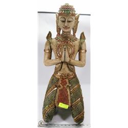 WOOD CARVED ORIENTAL GOD STATUE