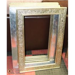 6 HEAVILY CARVED STYLE SILVER TONED PICTURE FRAMES