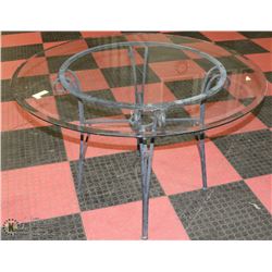 WROUGHT IRON GLASS TABLE 45" WIDE X30"H