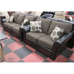 NEW FABRIC AND LEATHERETTE 78" SOFA WITH 59" LOVE