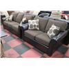 Image 1 : NEW FABRIC AND LEATHERETTE 78" SOFA WITH 59" LOVE